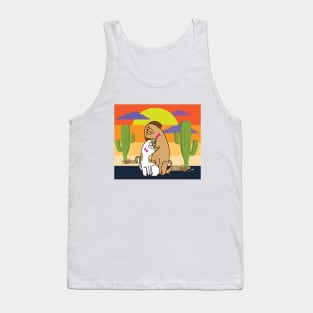 Cat and dog with sunset Tank Top